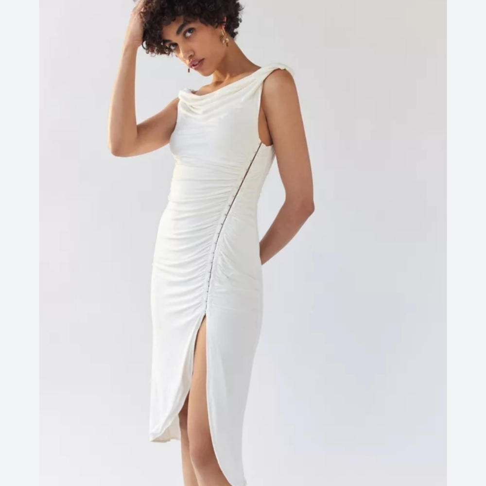 Urban Outfitters ruched side slit midi dress
